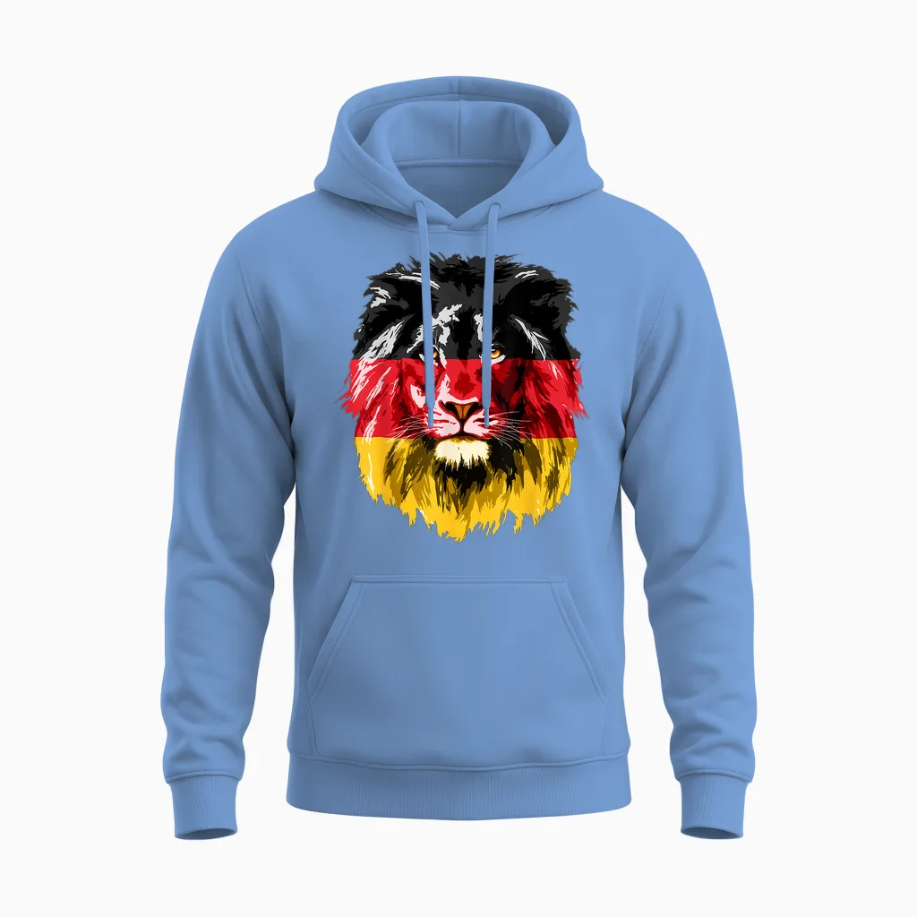 Deutschland Flagge - Germany Flag Lion Face Deutschland Unisex Hoodie in Carolina Blue