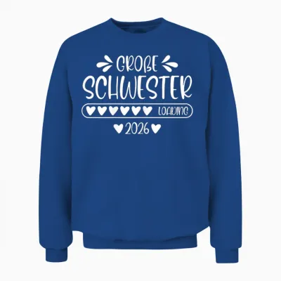 Big Sister 2026 Loading Pregnancy Announcement T-Shirt, Black Unisex Sweatshirt - Royal