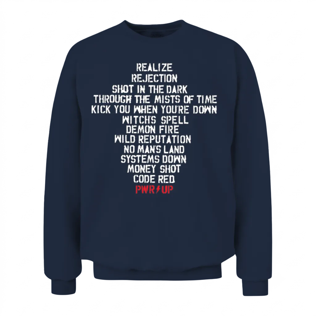 Ac/dc Logo Design with Power Up Tracks Backprint Unisex Sweatshirt - Navy