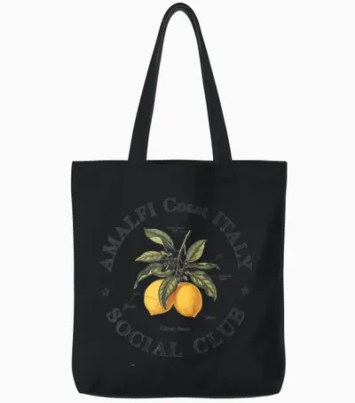 Amalfiküste T -Shirt Italien Retro Coquette Bow Amalfi Coast Tote Bags - Black