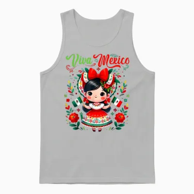 Viva Mexico Mexican Girl Mexico Independence Day Unisex Tank Top - Ash