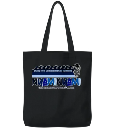 Nyaminyami Og 3 Color Waves Tote Bags - Black