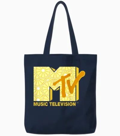 The Official Mtv Logo with Summer Fresh Lemons Tote Bags - Navy