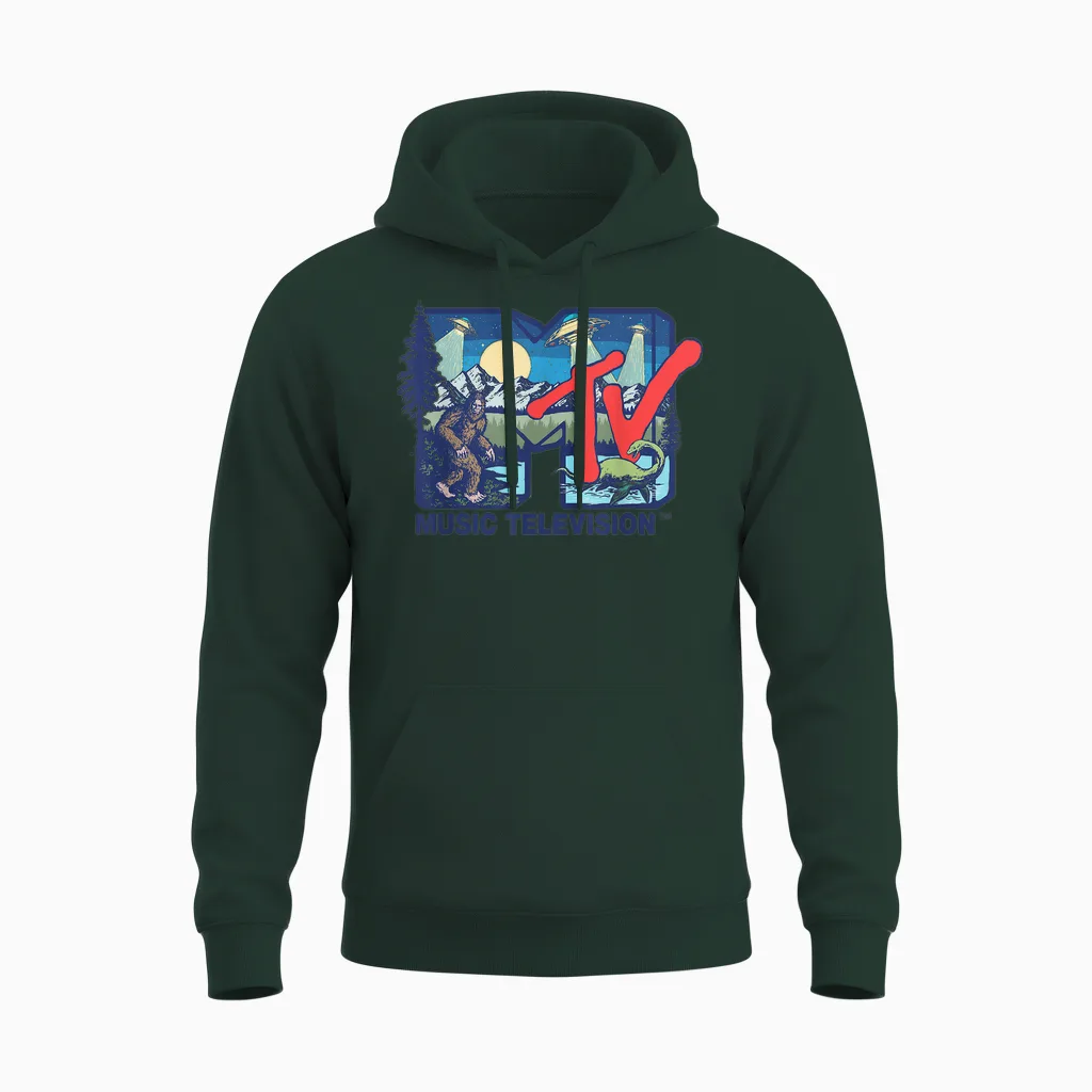Mademark X Mtv - Cryptid Mtv Logo Featuring Bigfoot, Ufo, Aliens & Nessie Unisex Hoodie in Forest