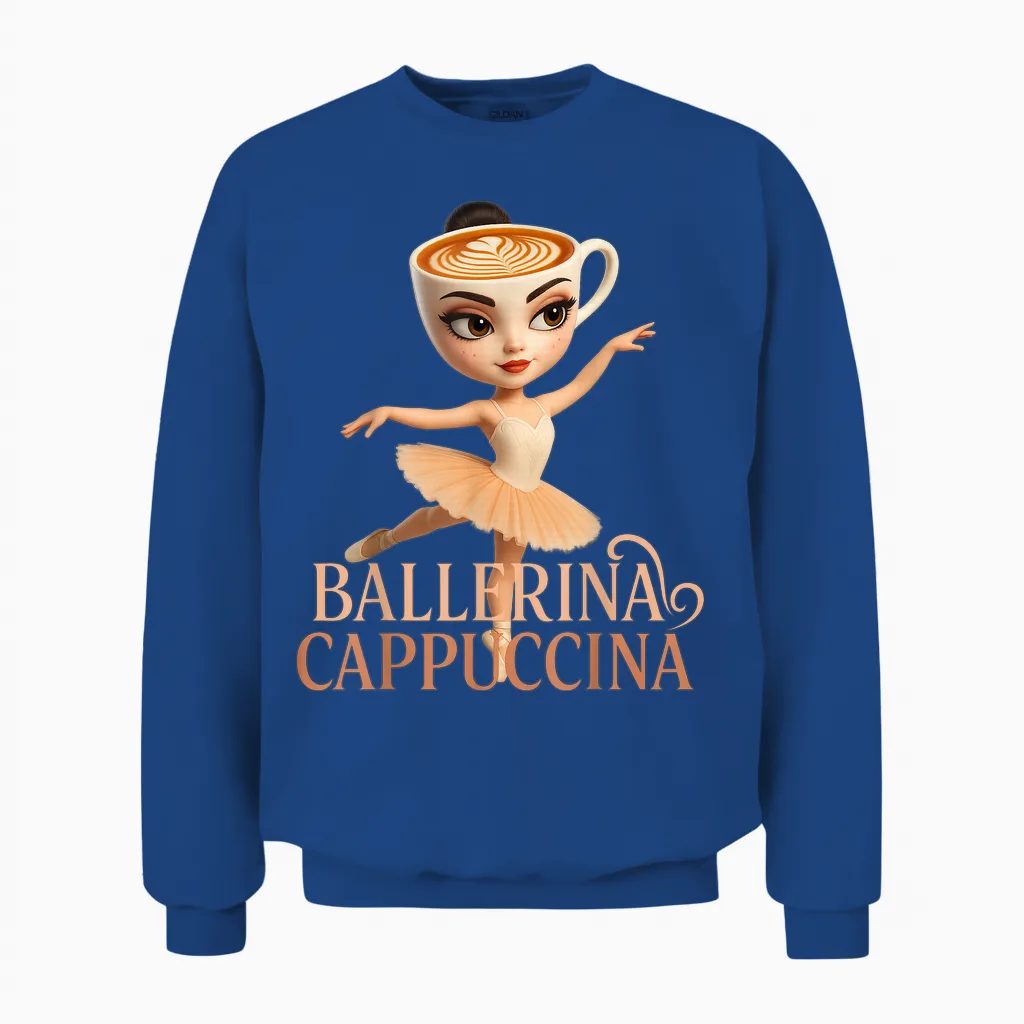 Ballerina Cappuccino Brainrot Unisex Sweatshirt in Royal