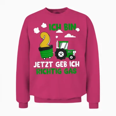 2. Geburtstag Junge, Jetzt Geb Ich Richtig Gas, Traktor Unisex Sweatshirt - Heliconia
