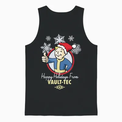 Fallout Happy Holidays from Vault-Tec Christmas Video Game Unisex Tank Top - Black