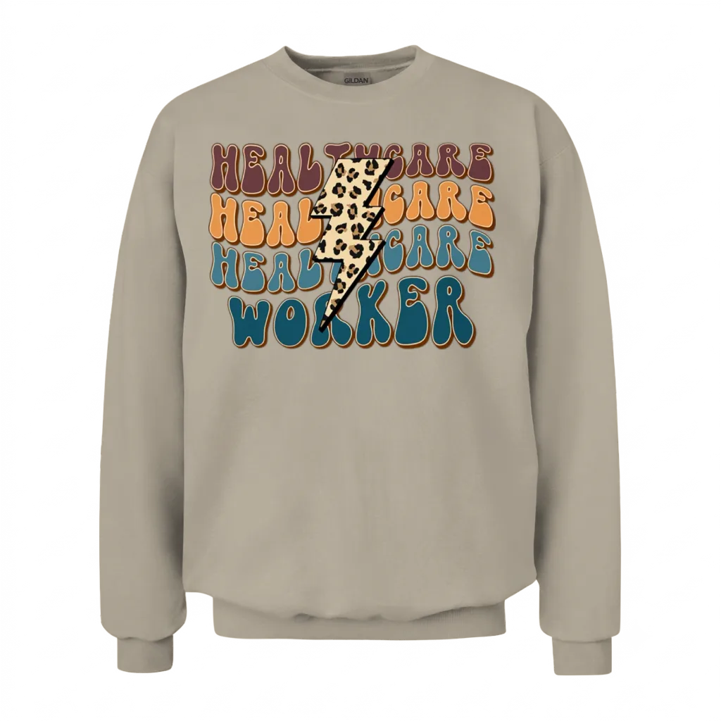Retro Leopard Healthcare Worker Unisex Sweatshirt - Sand