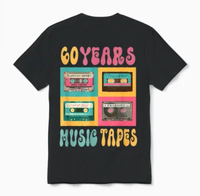 60 Jahre Musictapes Geburtstag Retro Nostalgie 1963 Kassette Unisex T-Shirt - Black