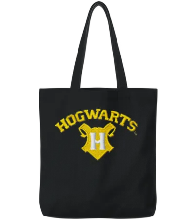 Harry Potter Hogwarts Logo Embroidery Design Tote Bags - Black