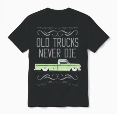Old Trucks Winter Green Unisex T-Shirt - Black
