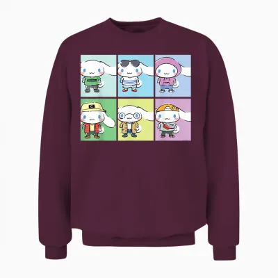 Cinnamoroll Collection Streetwear Squares Unisex Sweatshirt - Maroon
