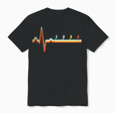 Ski Retro Heartbeat Unisex T-Shirt - Black