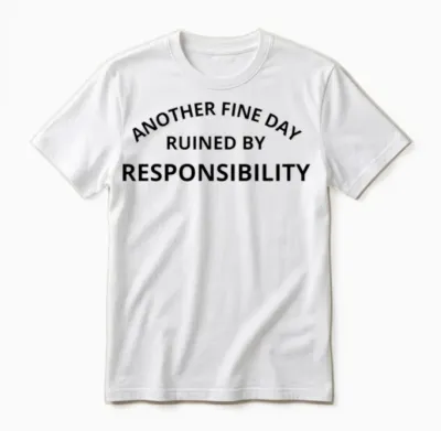 Another Fine Day Ruined by Responsibility Unisex T-Shirt - White