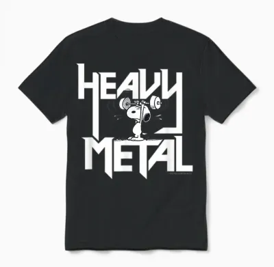 Peanuts - Snoopy Heavy Metal Unisex T-Shirt - Black