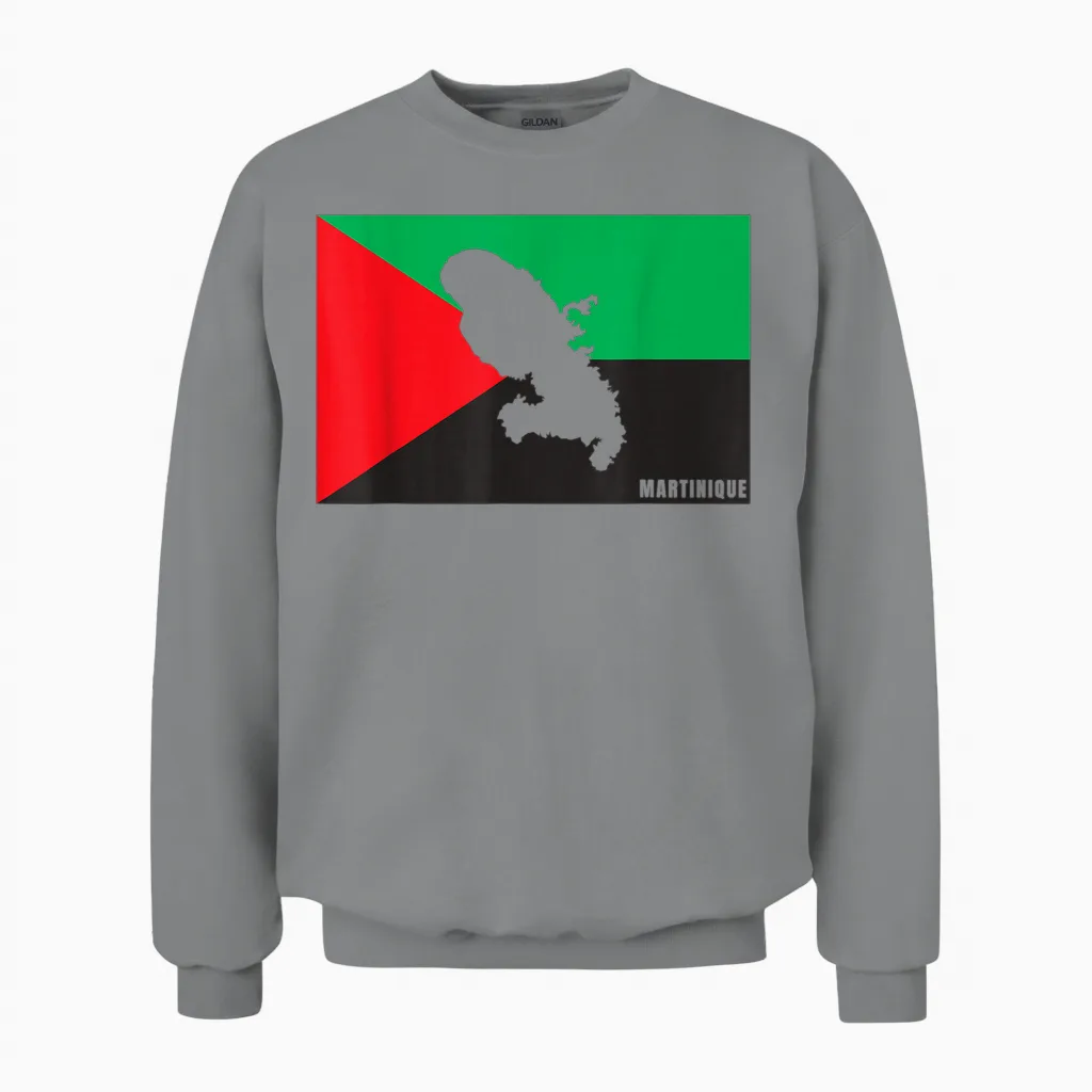 Drapeau Et Carte Martinique 972 Cadeau Martiniquais Unisex Sweatshirt in Sport Grey