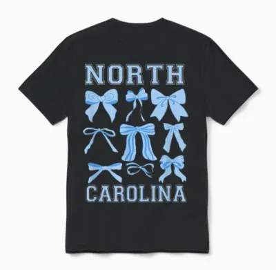 North Carolina Blue Coquette Bow Varsity Women Toddler Girls Unisex T-Shirt - Black