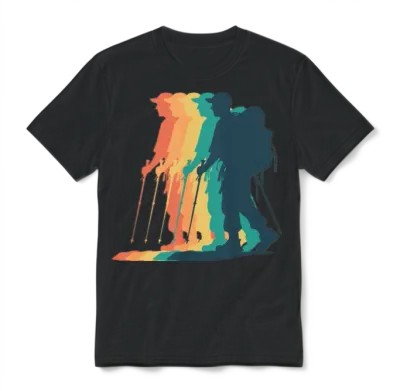 Hiking Male Hiker Colorful Unisex T-Shirt - Black