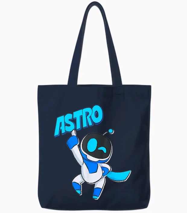 Astrobot Astro Blue Bold Font Classic Super Pose with Cape Tote Bags in Navy