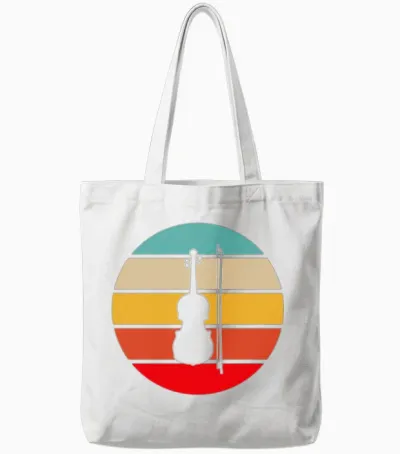 Violin Retro Tote Bags - White