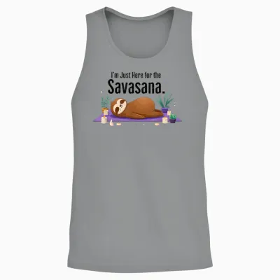 I'm Just Here for the Savasana Sloth Yoga Unisex Tank Top - Sport Grey