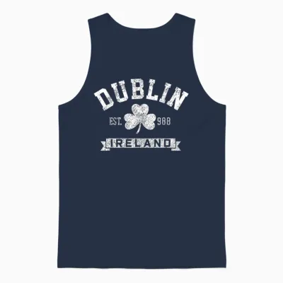 Dublin Ireland Shamrock Irish St Patrick's Day Dark Green Unisex Tank Top - Navy