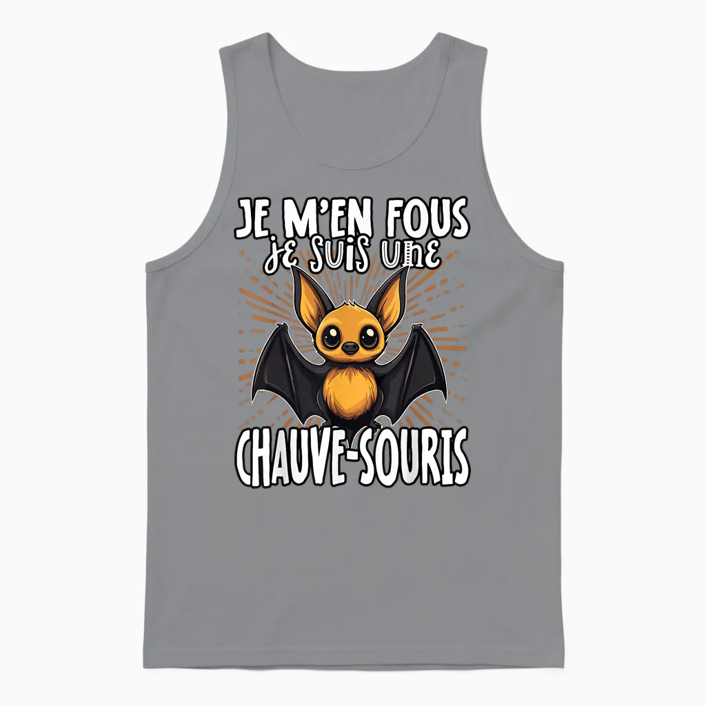 Je M'en Fous Je Suis Une Batwing - Cute Bat T-Shirt, Black, S Unisex Tank Top in Sport Grey