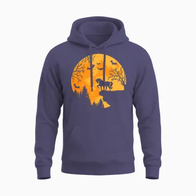 Horse Lovers Funny Horse and Moon Halloween Unisex Hoodie - Heather Sport Dark Navy