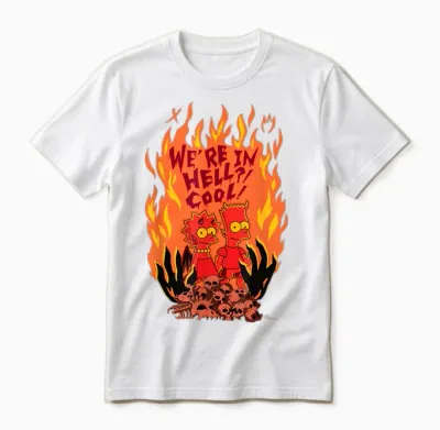 The Simpsons Halloween Bart and Lisa “we’re in Hell? Cool!” Unisex T-Shirt - White