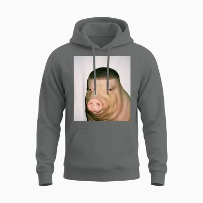 Buzz Cut Pig Fade Lustiges Meme Unisex Hoodie - Graphite Heather