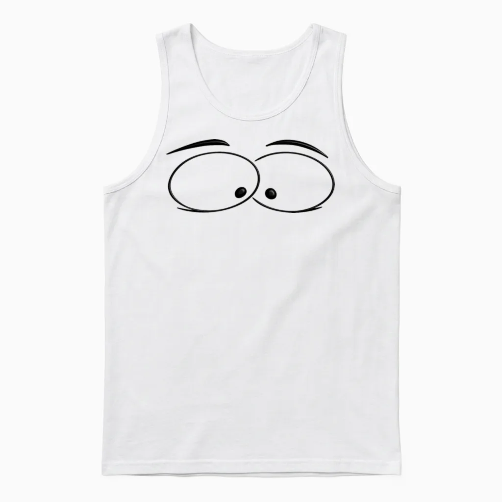 Funny Eyes Unisex Tank Top in White