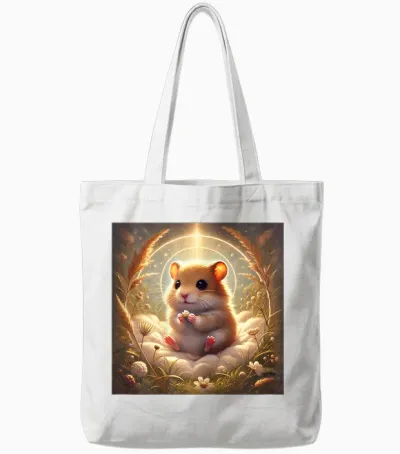 Hamster Mit Gänseblume – Niedliches Comic-Motiv Tote Bags - White