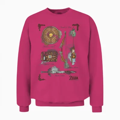 Zelda Breath of the Wild Link Inventory Graphic Unisex Sweatshirt - Heliconia