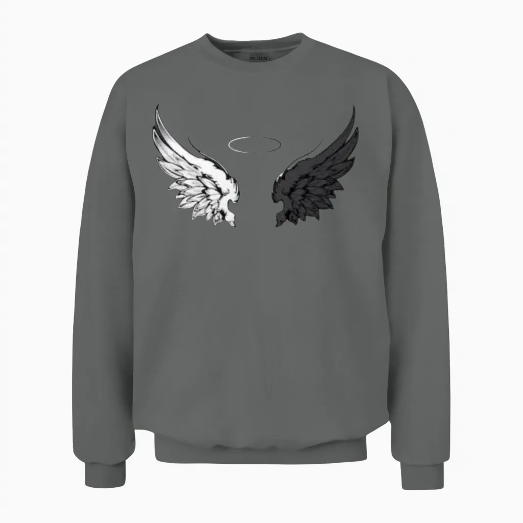 Ange Ou Demon Wings Unisex Sweatshirt in Graphite Heather