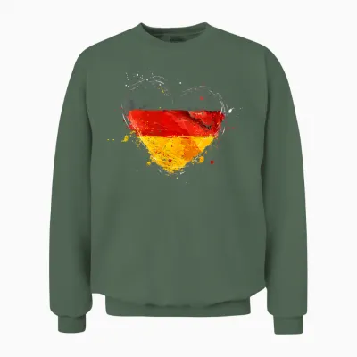 Deutschland Deutsche Flagge Herz Unisex Sweatshirt - Military Green