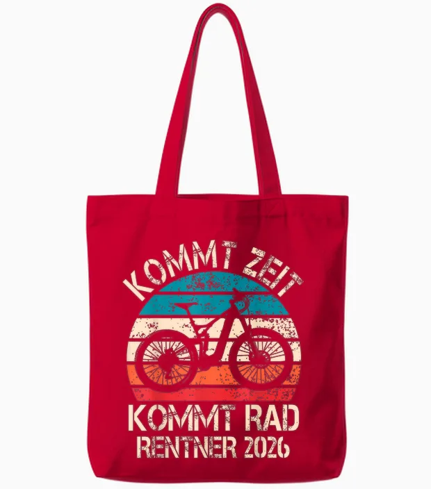 Rentner 2026 Spruch Fahrrad Ebike Rente Ruhestand Radfahrer Tote Bags in Red