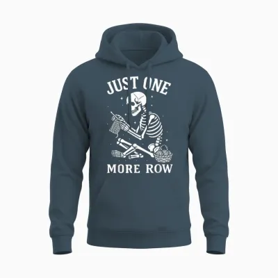 Just One More Row Crochet Skeleton Crocheting Knitting Lover Unisex Hoodie - Dark Heather