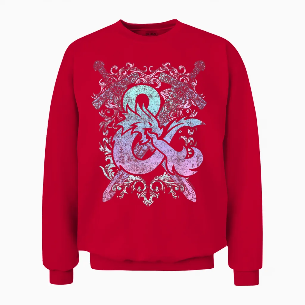 Dungeons & Dragons Ampersand Pastel Logo Unisex Sweatshirt in Red