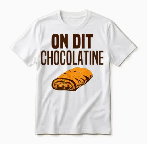 On Dit Chocolatine Humour Chocolate Bread Team Chocolatine T-Shirt, White, S Unisex T-Shirt in White