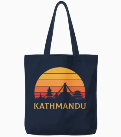 Kathmandu Nepal, Nepalese Nepal Tote Bags - Navy