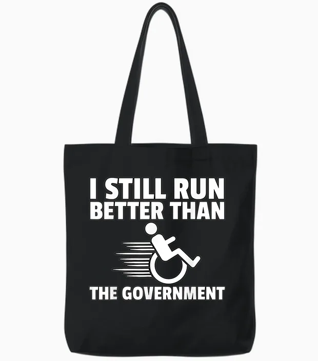Wheelchair Disability Gift Funny Handicap T-Shirt Small Tote Bags in Black
