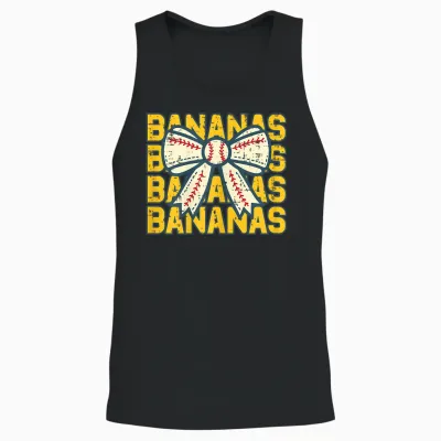 Banana Bow Ribbon Fruit Women Girls Unisex Tank Top - Black