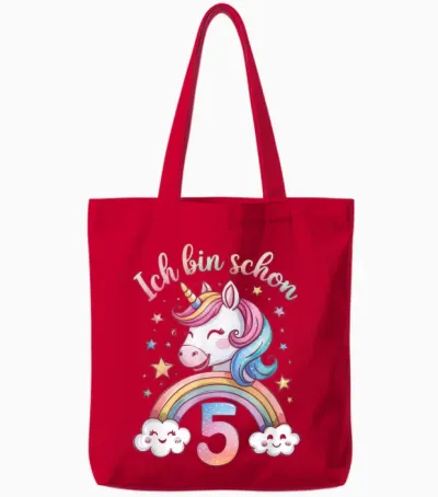 Ich Bin Schon 5 - Schönes Mädchen Geburtstag Tote Bags - Red