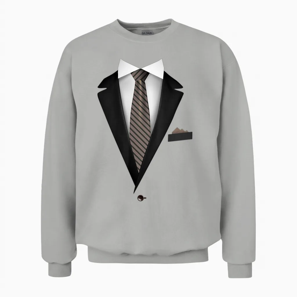 Tuxedo Funny Wedding Tie Jacket T-Shirt, Black, S Unisex Sweatshirt in Ash