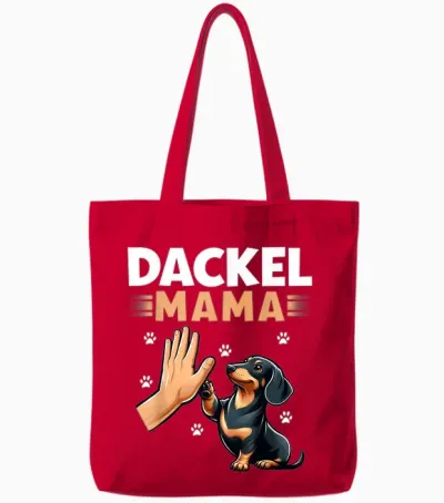 Dackel Mama Rauhaardackel Teckel Hund Lustiges Motiv Tote Bags - Red