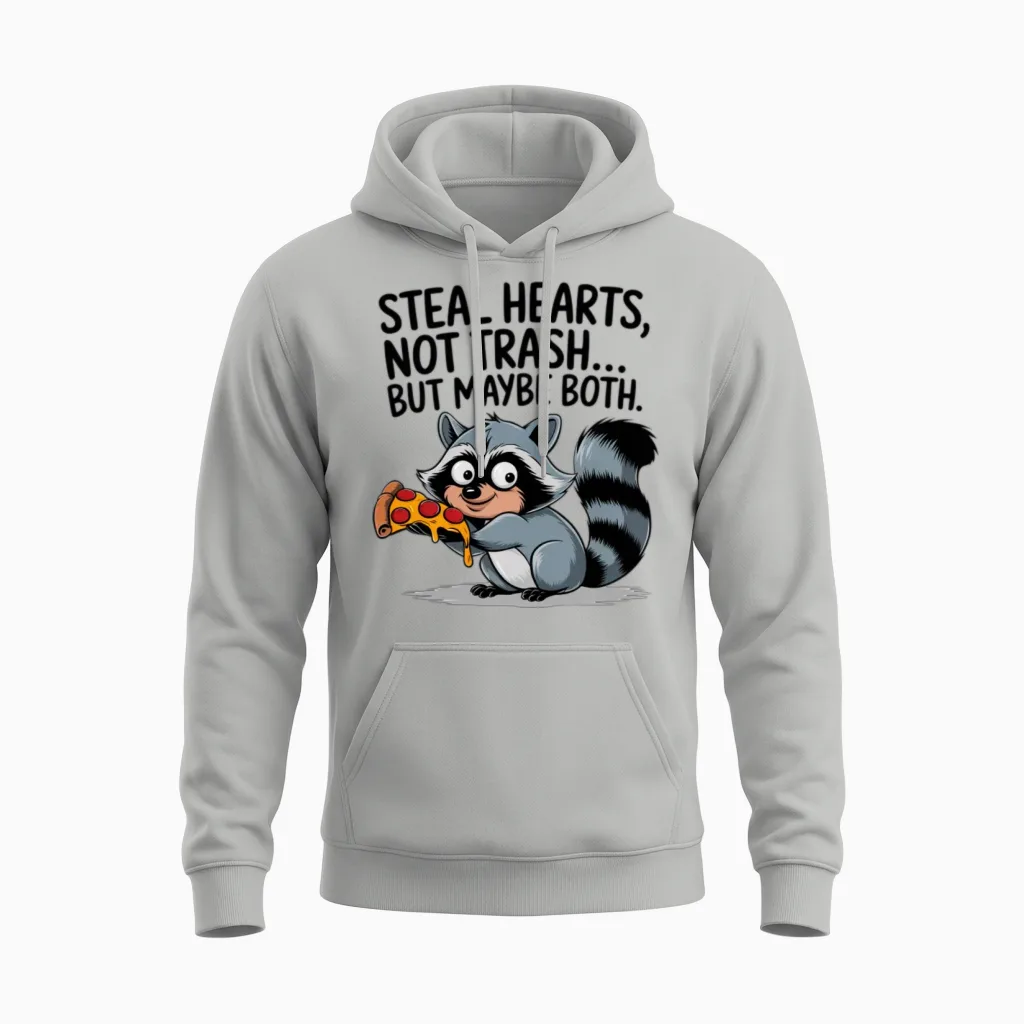 Funny Raccoon Unisex Hoodie in Ash