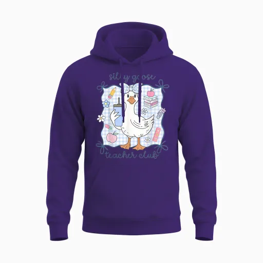 Silly Goose Teacher Club Funny Back to School First Day Unisex Hoodie - Purple