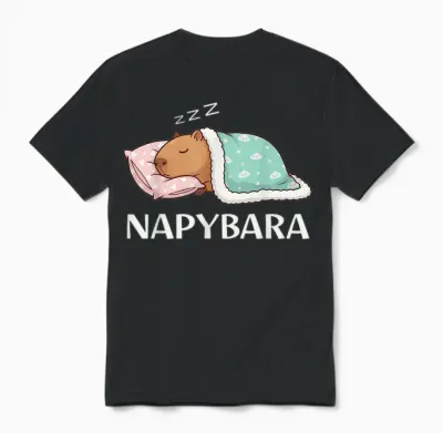 Napybara Pyjama Amusant Et Mignon Capybara Pour Dormir Unisex T-Shirt - Black