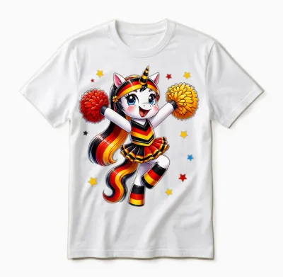 Deutschland Fan Cheerleader Einhorn Für Frauen Und Mädchen Unisex T-Shirt - White