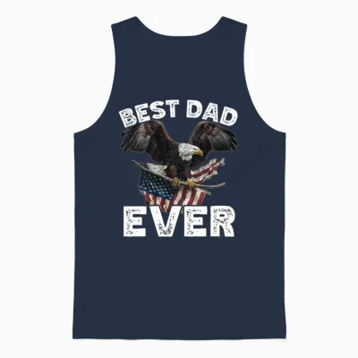 Father's Day Usa American Flag Best Dad Ever Unisex Tank Top - Navy